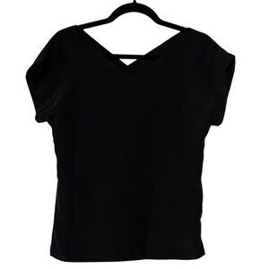 VINTAGE Campus Casuals of California Short-Sleeve Black Blouse Women's Size S/M